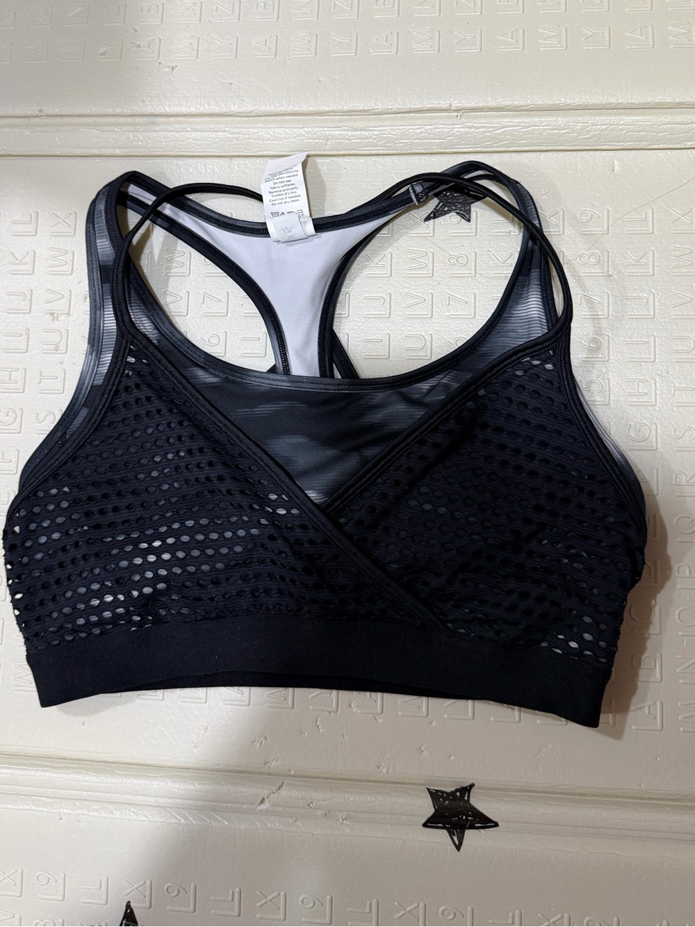 Champion Black Strappy Mesh-Back Sports Bra